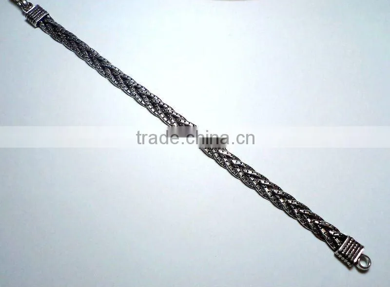 Oxidised Boho 925 Solid Sterling Silver Chain Bracelet, 925 Sterling Silver Bracelet, Designer Sterling Silver Silver Bracelet
