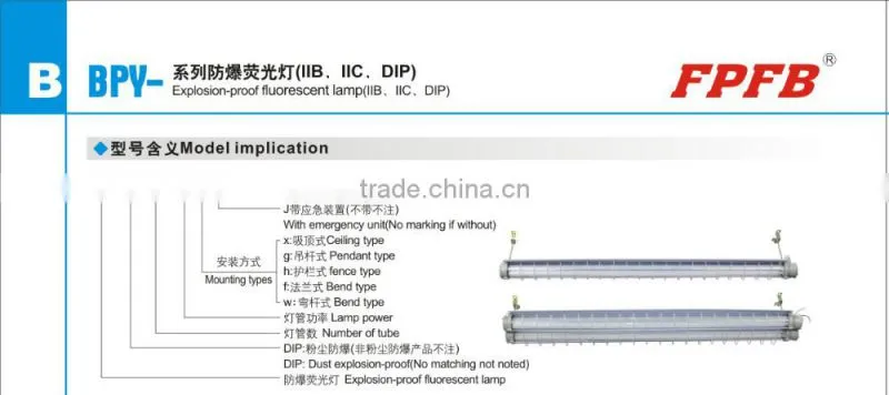 BPY ex-proof fluorescent lamp with louvers tube lamp