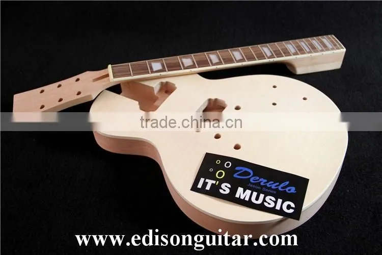 DIY Electric Guitar Kits with hardware Solid Mahagany Body Tiger Maple Top MX-002