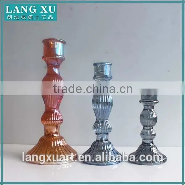 LX-A008 pressed wedding glass crystal colored candlesticks