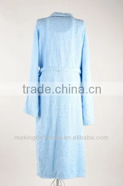 high-quality light blue 100%cotton terry cloth hotel bathrobe