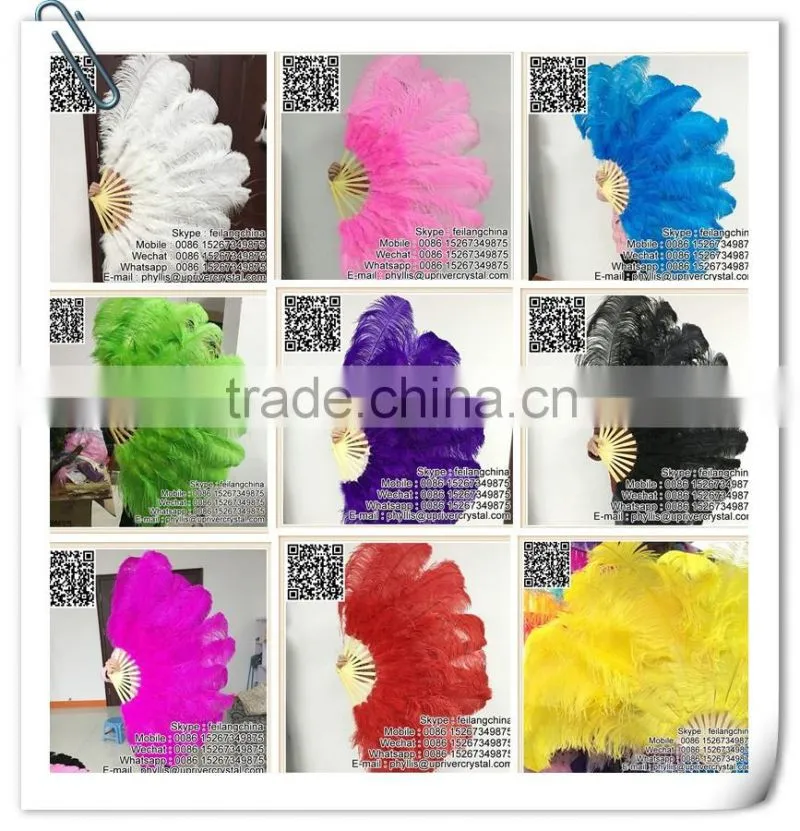 Chandelle Cheap Price High Quality Large Whith Royal Mix 70-80cm Ostrich Feather Fan