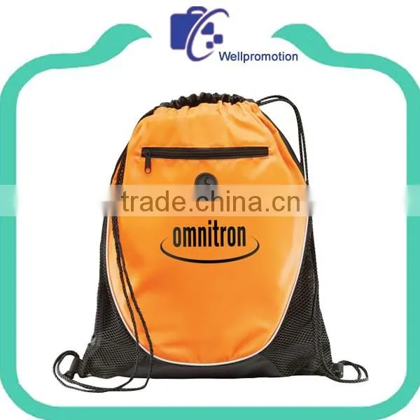 Wholesale polyester sports drawstring bags backpack with logo