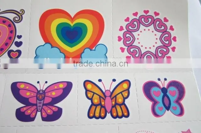 Custom cartoon water transfer temporary color tattoos for kids body art tattoos safe non-toxic color tattoo stickers factory