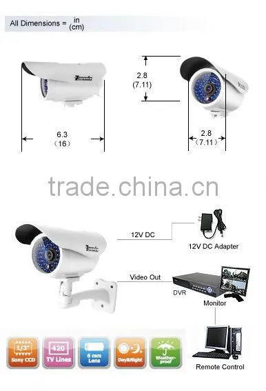 Zmodo 4CH DVR CCD Waterproof Camera Home Surveillance System