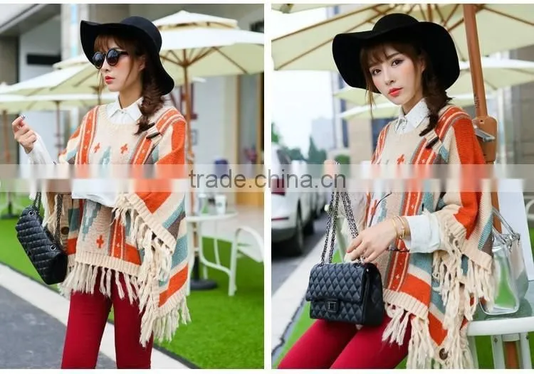 2016 hight quality poncho women knit sweater wholesale