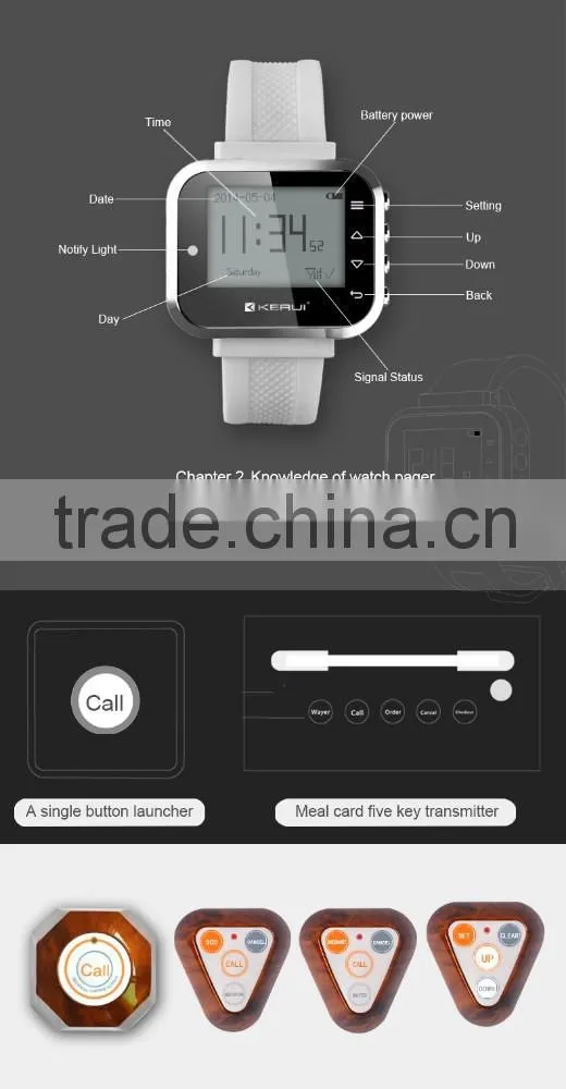 2015 New model restaurant service table calling system waiter call button Popular & Waterproof Wireless Waiter Call Button