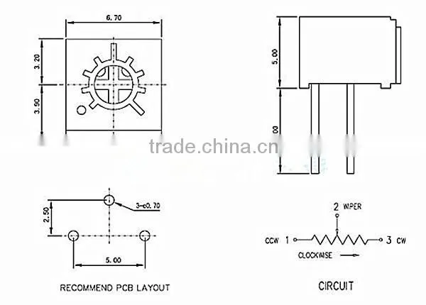 ROHS 3362P 10k ohm trimpot variable resistor