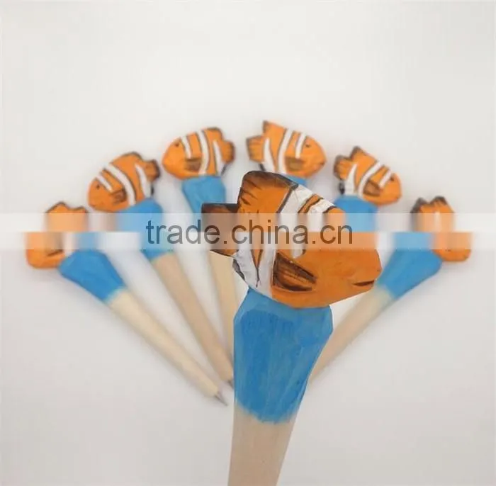 Colorful cute clownfish carved animal ballpoint pen