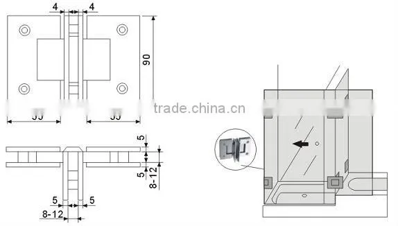 90 Degree Glass Hinge