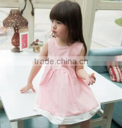 Hot Selling Girls Pink Dress Cotton Breathable Girls Pink Dress