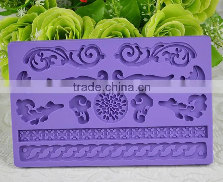 2016 new products silicone lace mat , soft fondant cake tools