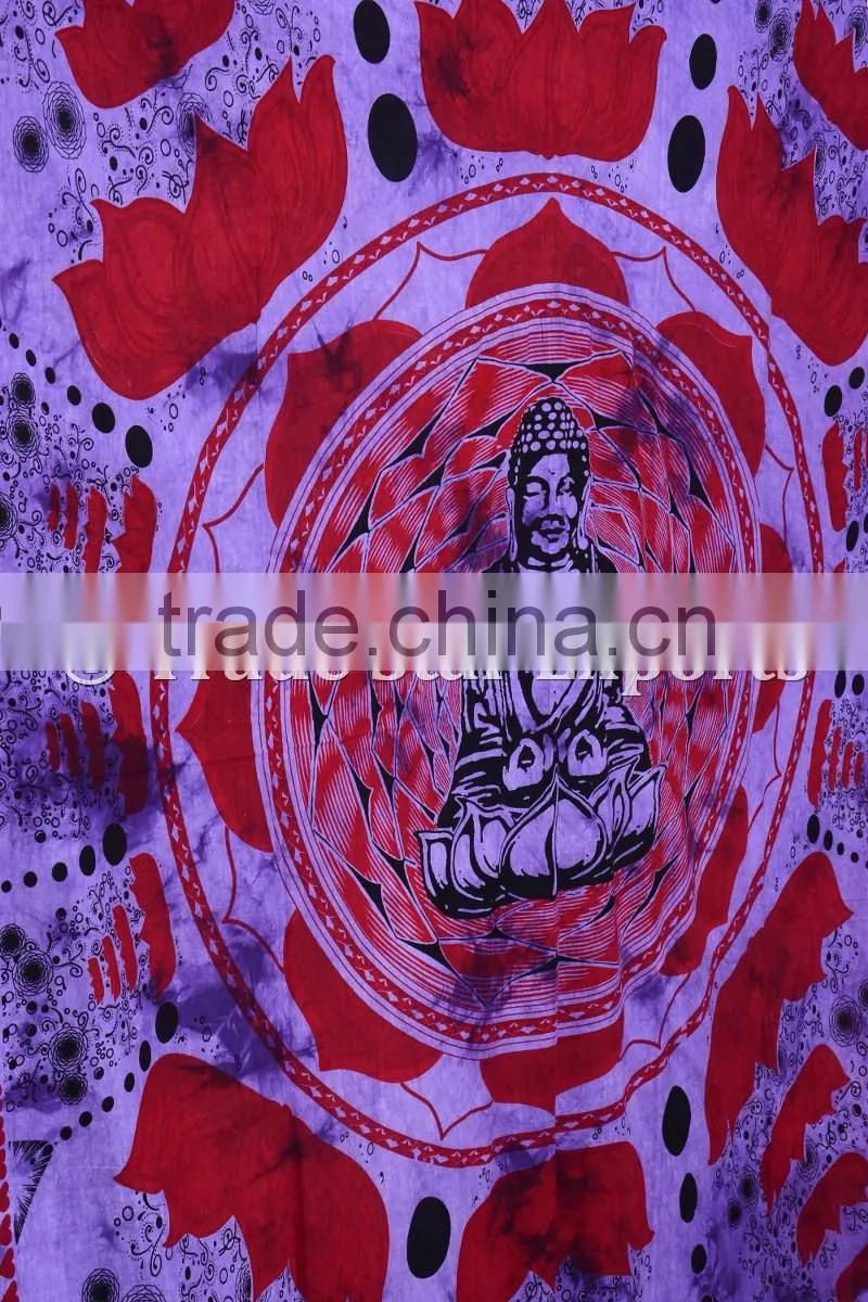 Hippie Boho Cotton Twin Buddha Meditation Lotus Wall Art Bohemian Wall Hanging Tapestry