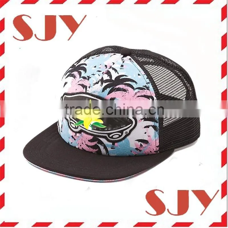 Small Order Custom Design Flat Bill Mesh trucker cap for sale