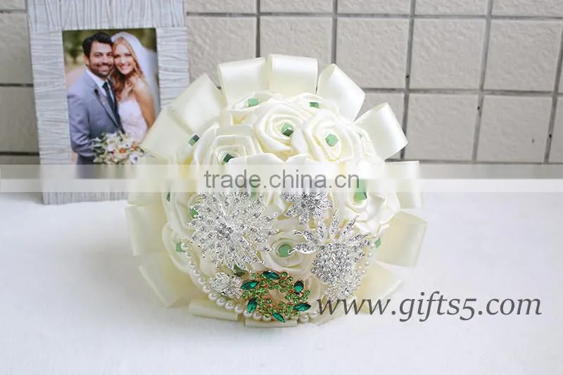 Handmade Satin Roses brooch Wedding bouquets for weddings