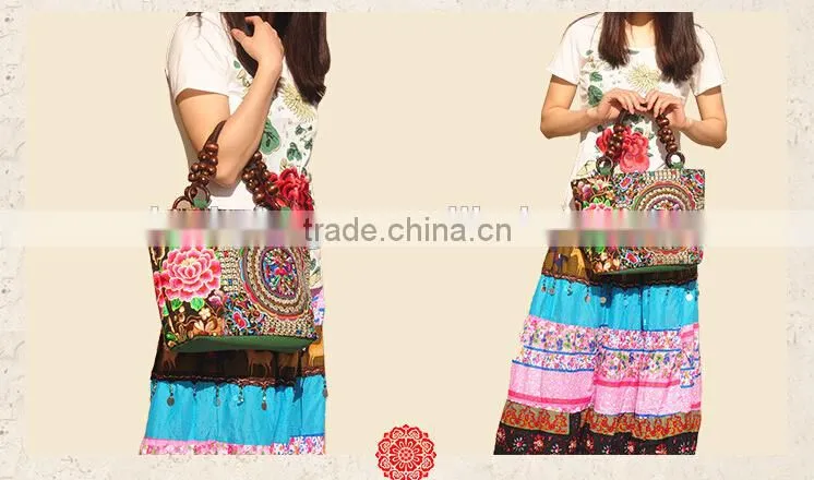 2016 new design China Tribal woman embroidery beaded handbag