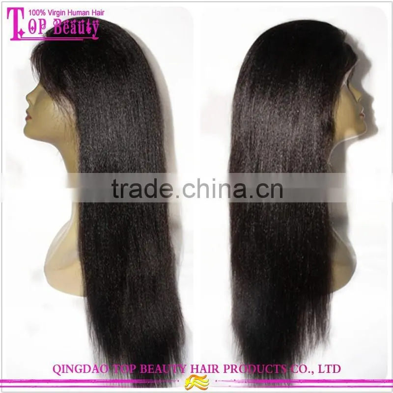 Indian Remy Human Hair Wigs Light Italian Yaki Straight Lace Front Wigs with Baby Hair 130% Density Yaki Wigs