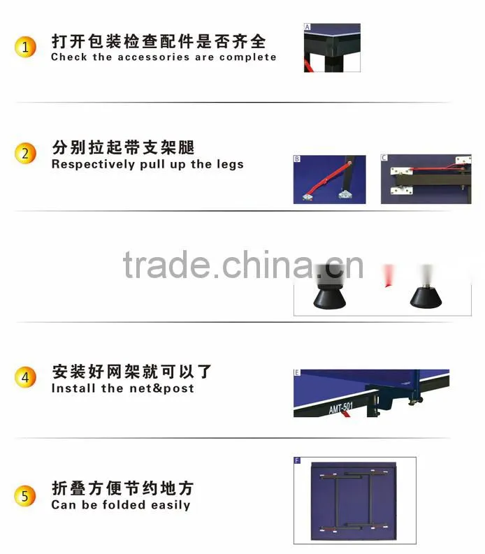 15mm single folding table with metal frame Table Tennis Table