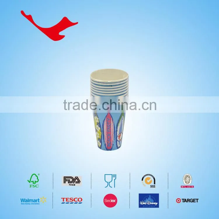 9oz(high) PE coated Single wall disposable paper cups with Printing