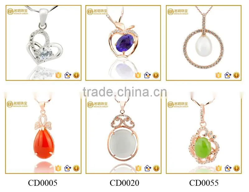 Fine silver jewellery pendants necklaces, zirconia pendant jewelry for women