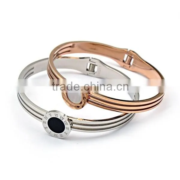 2016 Europe Brand Stainless Steel two Tone Roman Bangle Vintage Charm Bracelet for Women