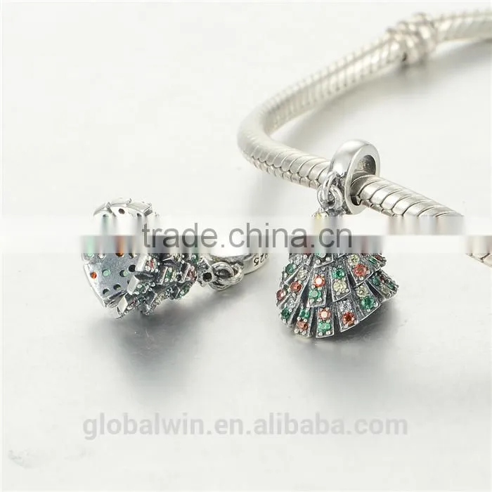 Christmas Tree Charm Me Products Charms European Charm Bracelet Necklace 100% Real 925 Sterling Silver S212 Aaa Cubic Zirconia