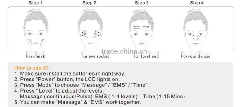 BPE026S 2016 newest home use EMS Microcurrent electric stimulation machine for skin tightening facial beauty accept brand OEM