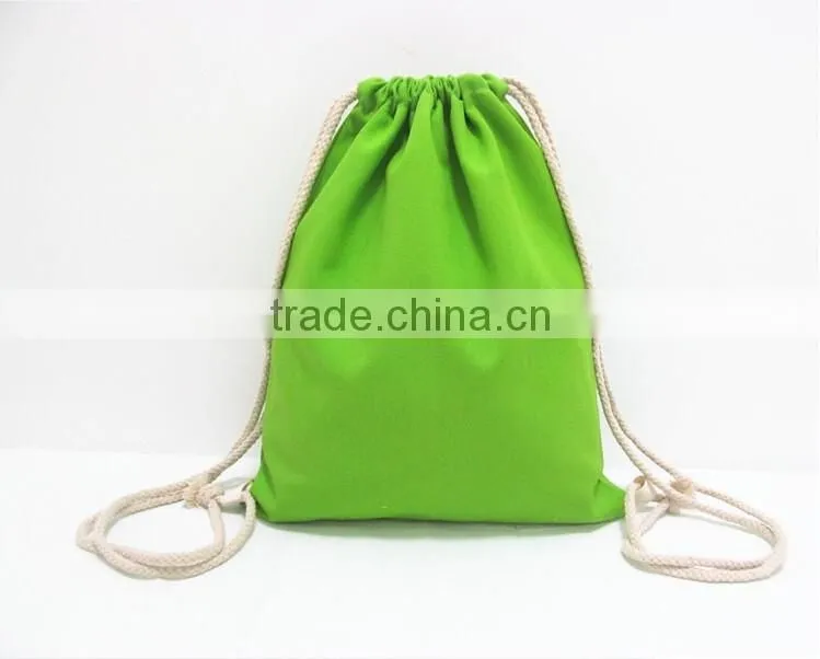 logo printingable Wholesale canvas fabric Drawstring Tote Cinch Sack Promotional Backpack Bag