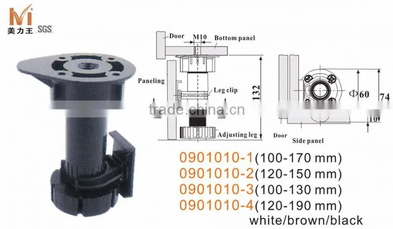 Plastic Furniture Leg Extenders for Cabinet Leg