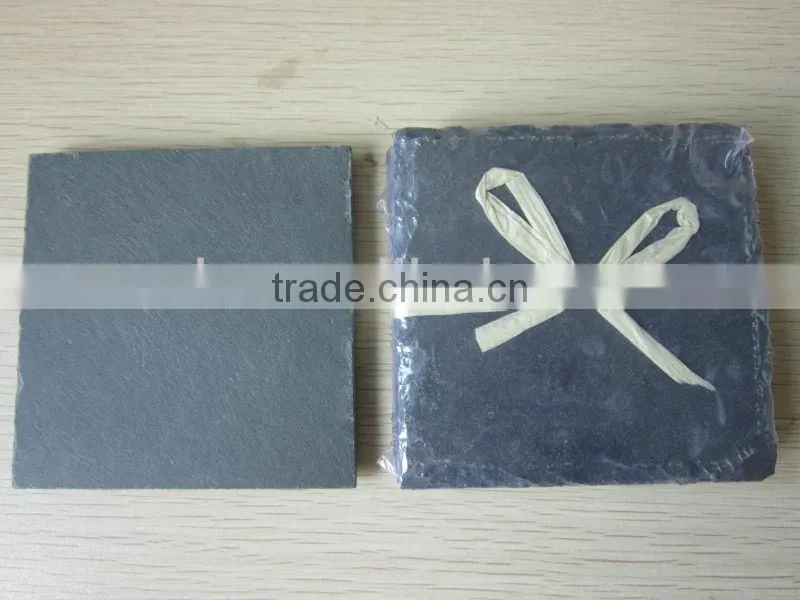 JiuJiang quarry round black natural slate stone coaster