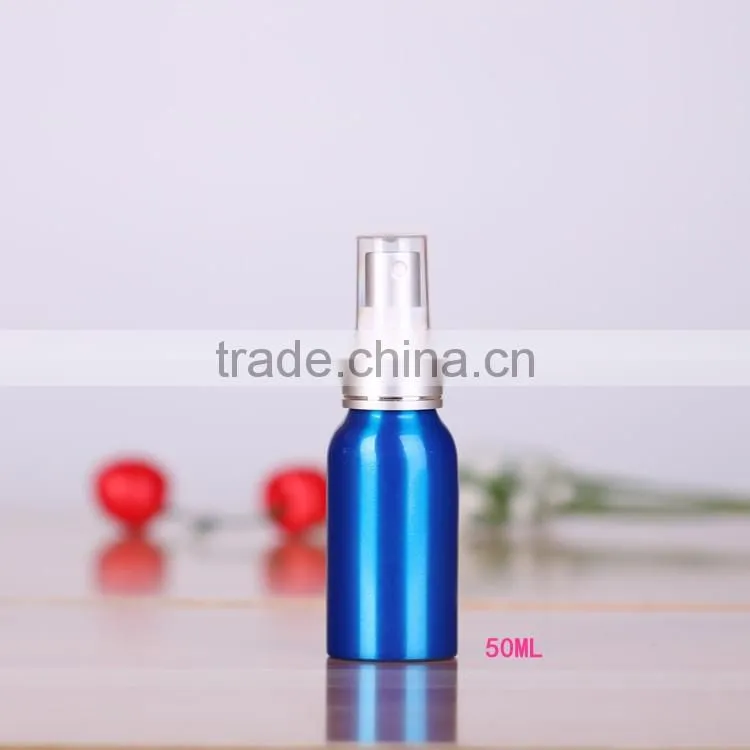 Wholesale 30ml-500ml cosmetic packaging bottle blue aluminum perfume bottle aluminum spray bottle