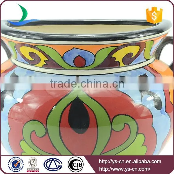 YSfp0010-01Unique hanging wall large flower pot with hand print design