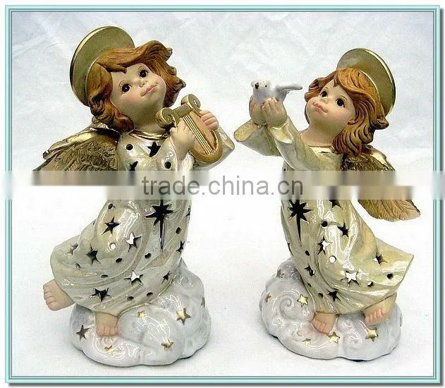 antique porcelain angel candle holder