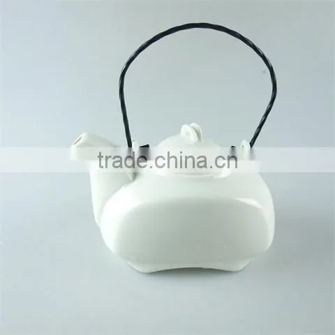 Unique shape Porcelain teapot coffee pot with decal and gold line in stock