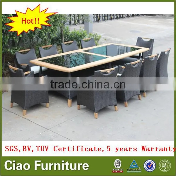 Rattan and teakwood furniture outdoor 10 seater dining table