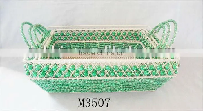 Rectangle Iron Silver string gift storage basket for wedding favor