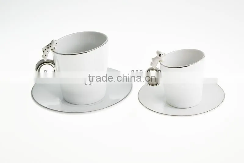 China Supplier Porcelain Simple And Modern Style White Mug And Saucer 2setsWS190-3150-1464B 2/s
