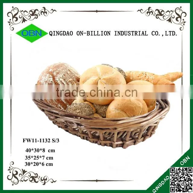 Hand woven natural material wicker wholesale bread basket