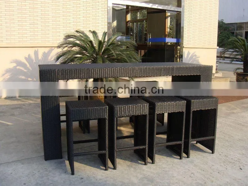 Outdoor Furniture Bar Table Chairs Patio Dining Rattan Wicker Set 9pcs New