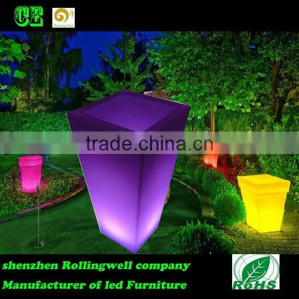 LED large and tall flower pots /led cheap plastic tall plastic flower pots glowing flower pot