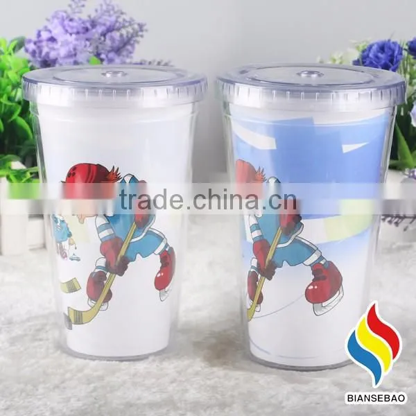 16oz double wall plastic color changing mug hot cold