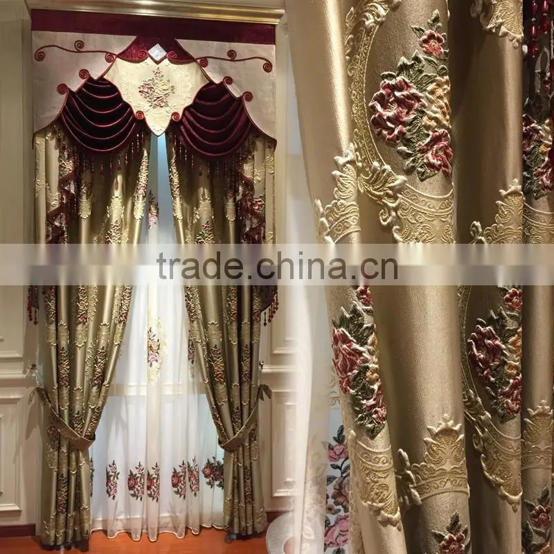M896 momoda luxury home decorations french full set curtain with sheers and valance arab curtain