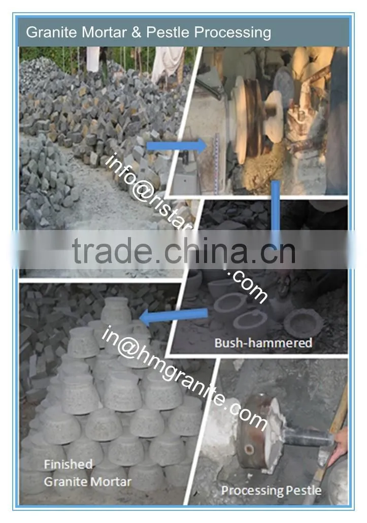 Square granite stone mortar and pestle