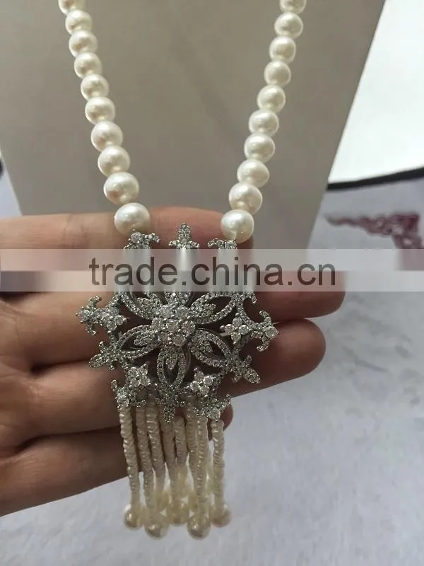 modern designs 10-11mm white freshwater pearl necklace