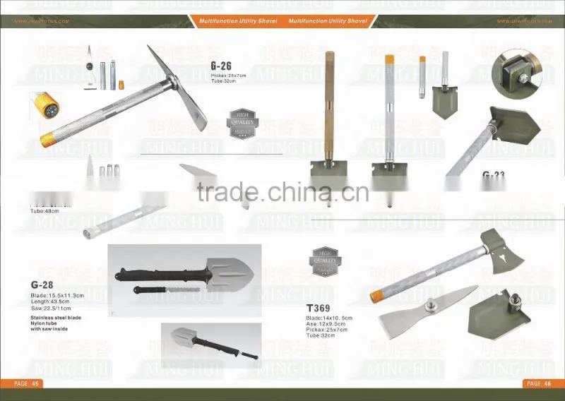 multifunction folding shovel with knife/saw/etc