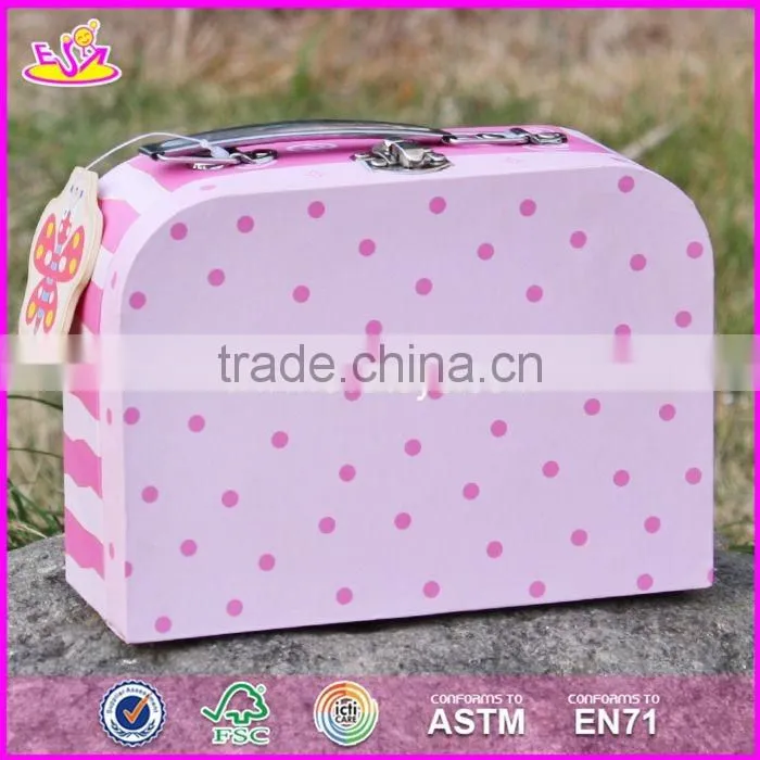 2017 Best sale lovely pink children wooden toy box for sale W08C171-S
