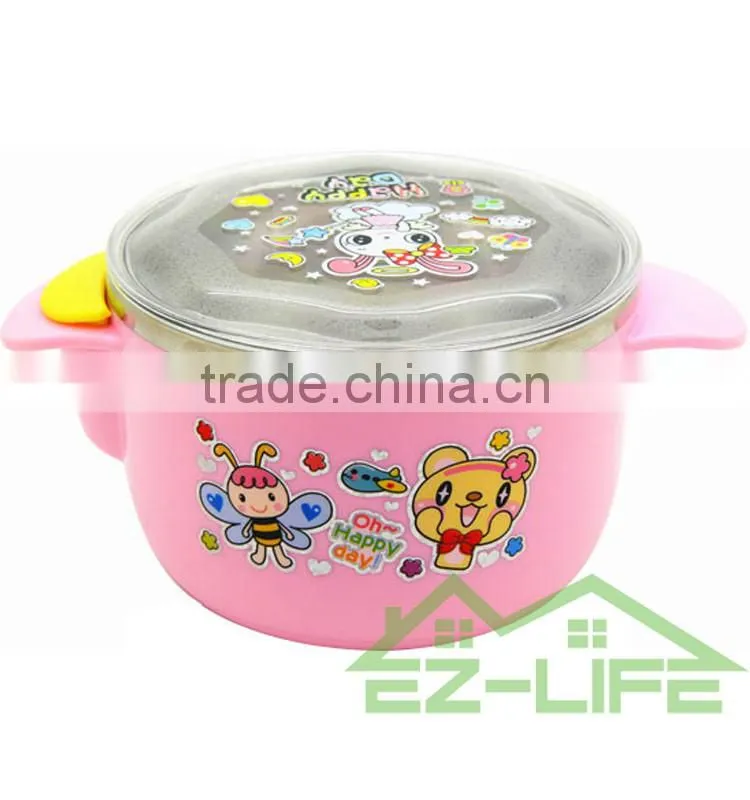 Creative baby dinnerware 500ML stainless steel kids food thermal sockproof feeding bowls