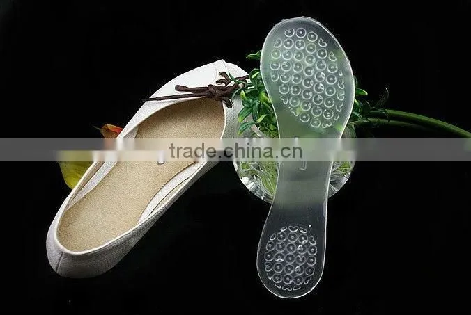 Feet Massage Gel Insoles with Arch Support /Silicone Massaging Shoe Insoles Language Option French /comfortable gel insole/