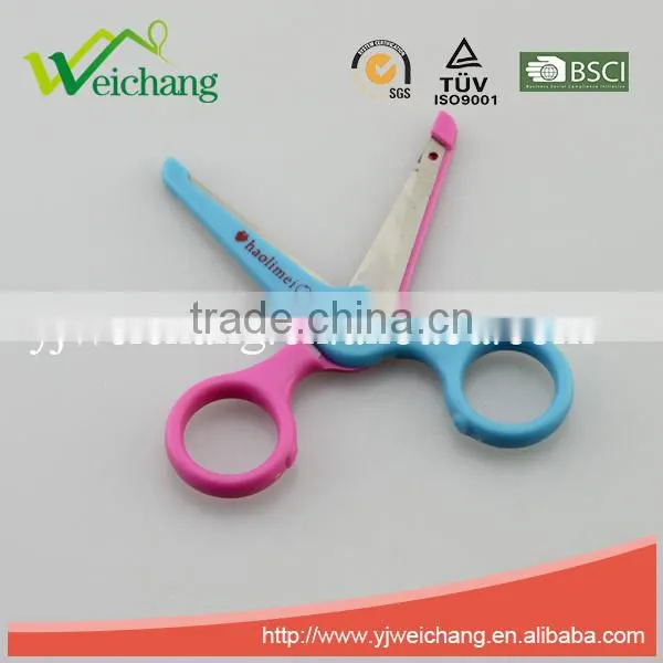 WCSC117 premium novelty wholesale soft handle colorful school children plastic scissors funny shape