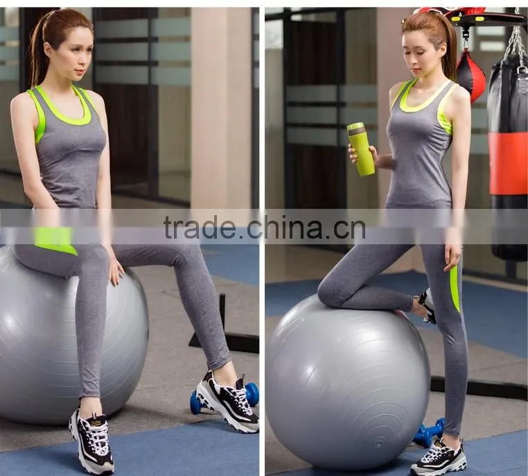 2016 summer nylon blend spandex yoga active fitness wear set for women, sexy sport clothing set